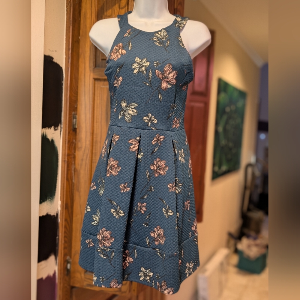 Xhilaration Blue Floral Mini Dress